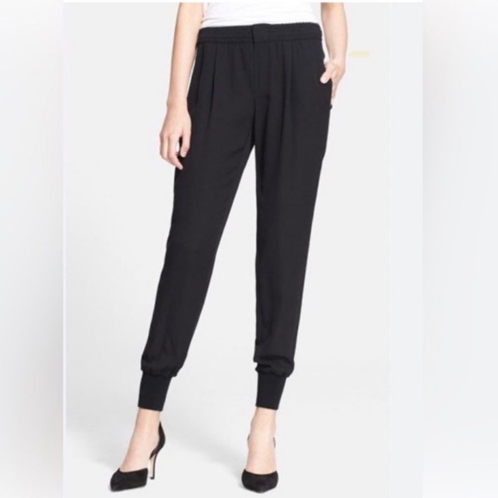 Vince Black Elastic-Waist Jogger Pants